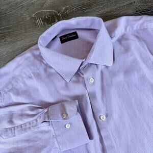 David Donahue Men's 100% Cotton L/S Dress Button Down Shirt Sz 18 34/35 *Read*